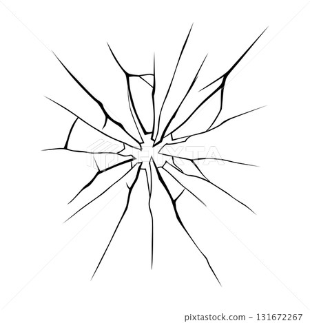 Glass crack broken texture window. Ice glass cracked effect background bullet mirror transparent isolated illustration 131672267