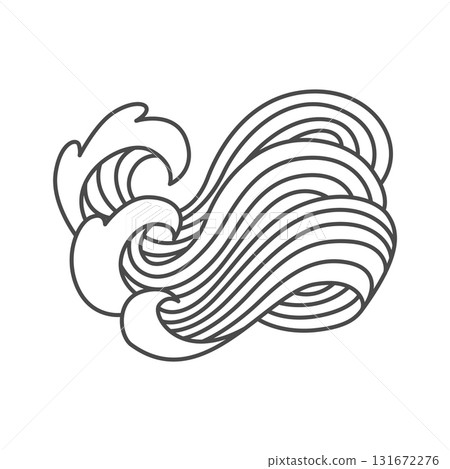Oriental waves icon japan. Stylized ocean wave curl, japan style tsunami, sea swirl graphic. Oceanic water asian decorative ornamental splashes element. Sea wave line art vector illustration Oriental waves icon japan. Stylized ocean wave curl, japan style tsunami, sea swirl graphic. Oceanic water asian decorative ornamental splashes element. Sea wave line art vector illustration 131672276