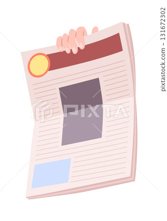 Cartoon newspaper in hand. Morning press and news journals folded and opened, business man hand with paper journal, daily news concept. Vector illustration Cartoon newspaper in hand. Morning press and news journals folded and opened, business man hand with paper journal, daily news concept. Vector illustration 131672302