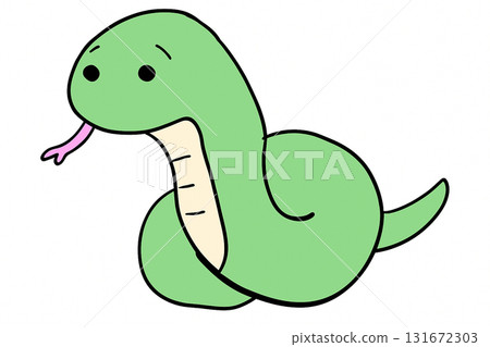 Gentle green snake character | Zodiac illustration, cute snake mascot Gentle green snake character | Zodiac illustration, cute snake mascot 131672303