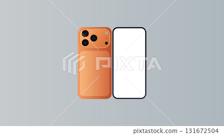 iPhone 17 with blank screen on white background. vector. 131672504