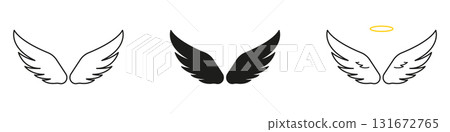 Fantasy Feather Angel Wings Line And Solid Icon Set. Dynamic Sacred Symbols With Halo And Ascension Motifs For Magical Celestial Themes. Symbol Collection. Isolated Vector Illustration Fantasy Feather Angel Wings Line And Solid Icon Set. Dynamic Sacred Symbols With Halo And Ascension Motifs For Magical Celestial Themes. Symbol Collection. Isolated Vector Illustration 131672765