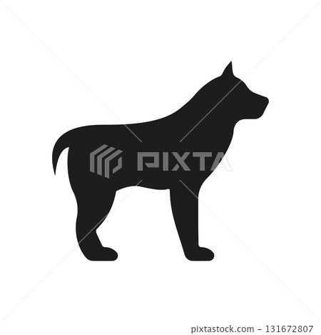 Dog Silhouette Solid Icon. Canine Pet, Guard Dog, And Loyal Companion Silhouette Symbol. Animal Companion And Pet Care Emblem. Isolated Vector Illustration 131672807