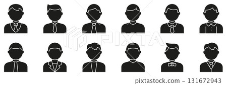 Male Avatar Icon with Office Outfits and Casual Profiles Solid Icon Set. Business Character Symbols for Identity, Contact and Team Interface Silhouette Icon. Isolated Vector Illustration Male Avatar Icon with Office Outfits and Casual Profiles Solid Icon Set. Business Character Symbols for Identity, Contact and Team Interface Silhouette Icon. Isolated Vector Illustration 131672943