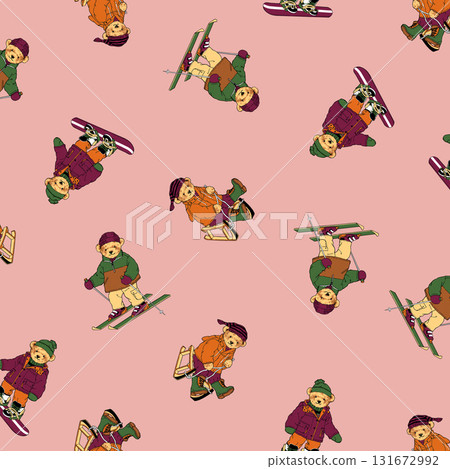 手繪可愛的熊紡織圖案, 手繪可愛的熊紡織圖案, 131672992