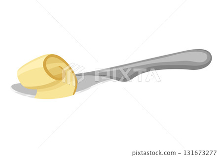 Butter on knife elements design isolated on white background. Realistic vector illustration Butter on knife elements design isolated on white background. Realistic vector illustration 131673277