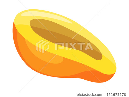 Half mango, tropical fruit vector illustration Half mango, tropical fruit vector illustration 131673278