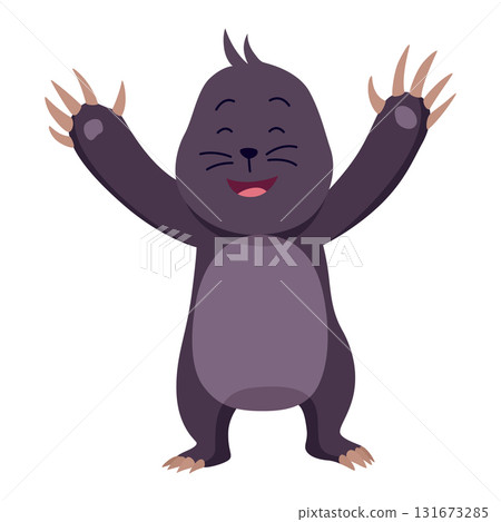 Vector cartoon mole. Cute illustration of funny animal for children design 131673285
