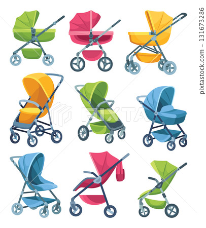 Baby strollers, childish colorful folding stroller, buggy baby carriage, child wagon, infant transport Baby strollers, childish colorful folding stroller, buggy baby carriage, child wagon, infant transport 131673286