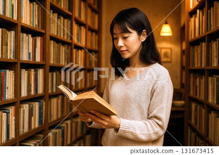 享受閱讀的人們——溫暖的燈光、書籍和秋天的圖像 享受閱讀的人們——溫暖的燈光、書籍和秋天的圖像 131673415