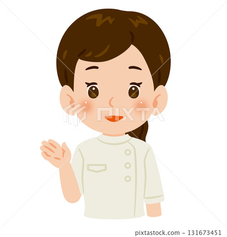 A woman wearing a white casey, upper body illustration 131673451