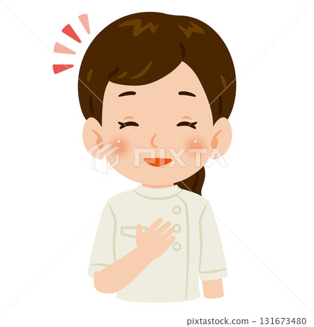 戴著白色外殼上身插圖的微笑女人 戴著白色外殼上身插圖的微笑女人 131673480