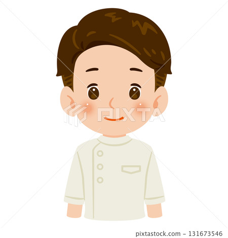 Illustration of a man wearing a white Casey upper body 131673546