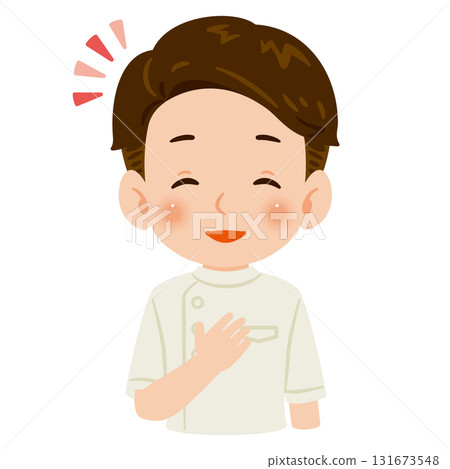 戴著白色盒子的微笑男人 — 上身插圖 戴著白色盒子的微笑男人 — 上身插圖 131673548