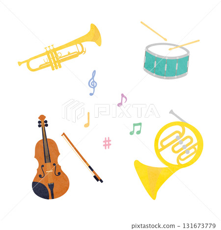 Illustrations of various musical instruments Illustrations of various musical instruments 131673779
