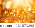 Shimmering golden sparkles create a festive atmosphere during an evening celebration in a warm, ambient setting 131673892