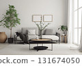 Nordic living room in grey and beige colors, modern interior created with ai generative tools. 131674050
