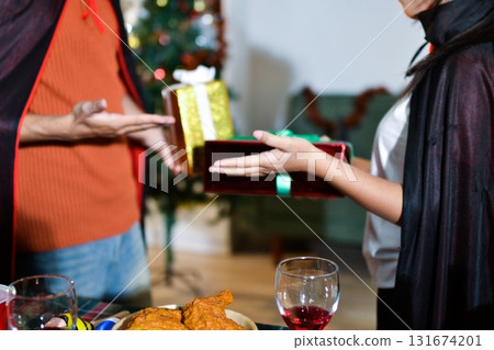 People having fun at Halloween party People having fun at Halloween party 131674201