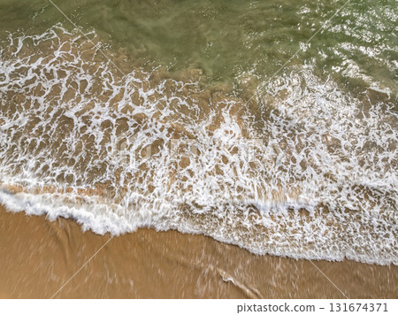 Aerial top view sea waves surface nature background 131674371