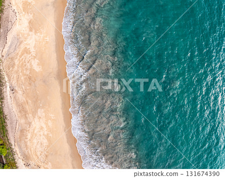 Aerial top view sea waves surface nature background 131674390