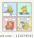 Cat's daily life comic style 131674541