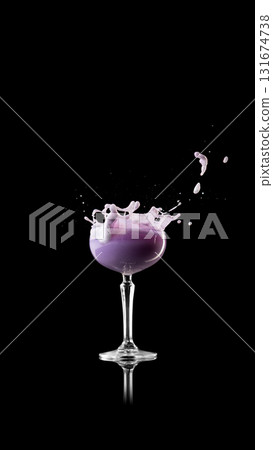 Purple creamy cocktail splash captured in dynamic motion Purple creamy cocktail splash captured in dynamic motion 131674738