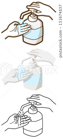 Sterilize hands with alcohol disinfectant Sterilize hands with alcohol disinfectant 131674837