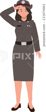 woman police officer salute showing respect discipline and national service in thailand woman police officer salute showing respect discipline and national service in thailand 131674901