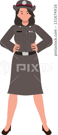female police officer in thailand uniform standing confidently illustration of asian law enforcement female police officer in thailand uniform standing confidently illustration of asian law enforcement 131674916