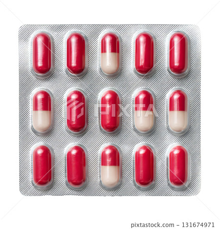 Capsules in blister pack isolated on white background 131674971