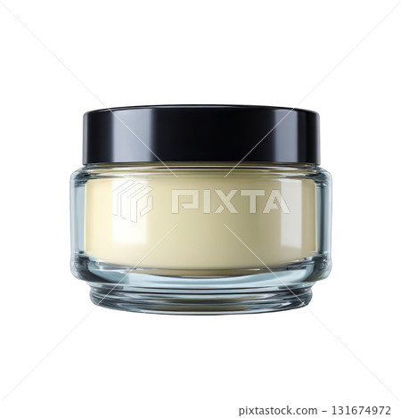 Glass jar with cosmetic cream on white background 131674972