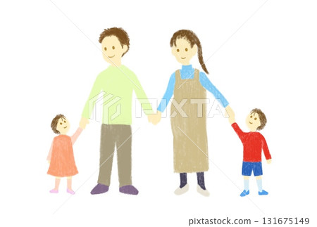 Smiling man, pregnant woman, girl and boy holding hands Smiling man, pregnant woman, girl and boy holding hands 131675149