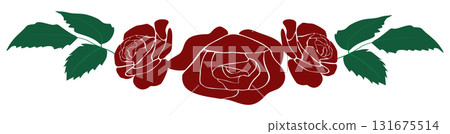 Horizontal Red Rose Flower Divider and Border 131675514