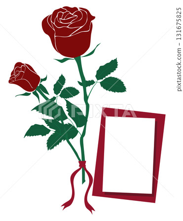 Romantic Roses Flower and Blank Card Template 131675825