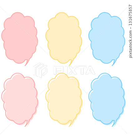 Pastel colored cloud-shaped speech bubble set Pastel colored cloud-shaped speech bubble set 131675857