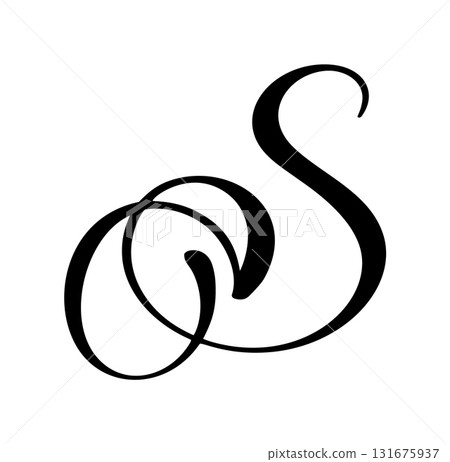 Hand drawn vector calligraphy letter S. Script capital font logo. flourish style brush Handwritten 131675937