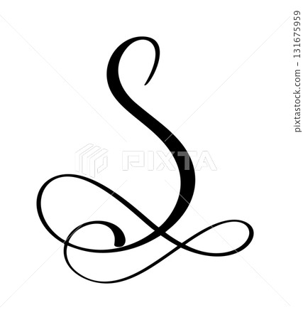 Black calligraphic vector letter S hand drawn forming part an elegant initial projects alphabet and design Black calligraphic vector letter S hand drawn forming part an elegant initial projects alphabet and design 131675959