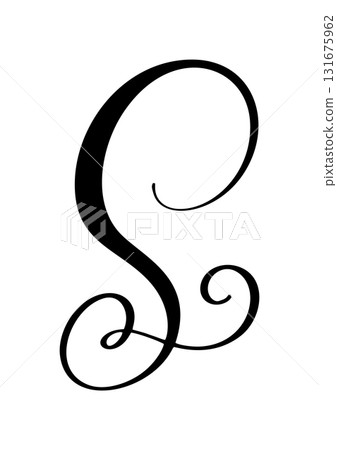 Hand drawn vector calligraphy letter S. Script capital font logo. Handwritten flourish brush style Hand drawn vector calligraphy letter S. Script capital font logo. Handwritten flourish brush style 131675962