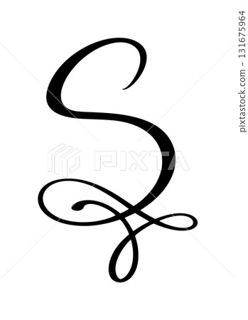 Calligraphic letter S forming an elegant vector initial in script typography, and design alphabet, representing decoration, Calligraphic letter S forming an elegant vector initial in script typography, and design alphabet, representing decoration, 131675964