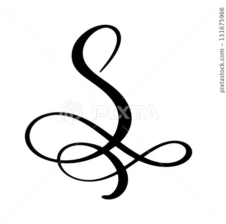 Capital vector letter S in elegant script font. Black alphabet typography design element initial for monogram branding Capital vector letter S in elegant script font. Black alphabet typography design element initial for monogram branding 131675966