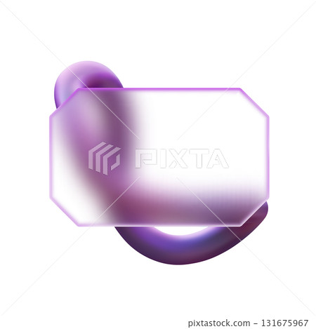 A rectangular glass frame with a curved volumetric shape, purple, morphic style. A rectangular glass frame with a curved volumetric shape, purple, morphic style. 131675967