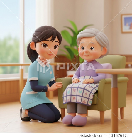 在安養院提供護理服務的日本女性護理人員 131676173