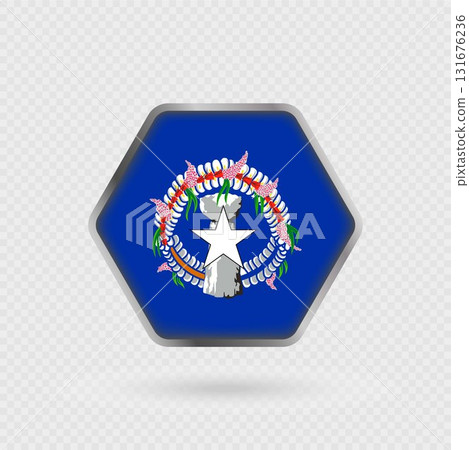 Northern Mariana Islands flag in a hexagon frame. 131676236