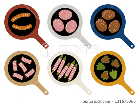 煎鍋中的肉類菜餚插圖 131676366