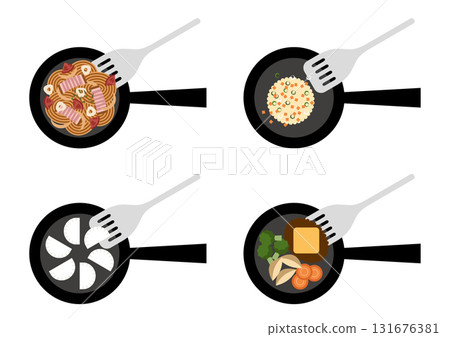 炒飯和義大利麵的插圖集 131676381