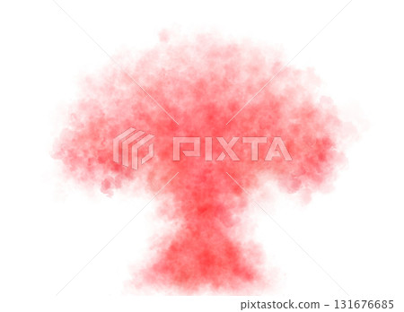 Red mushroom cloud smoke explosion on transparent background with dense texture for dramatic and intense visuals Red mushroom cloud smoke explosion on transparent background with dense texture for dramatic and intense visuals 131676685