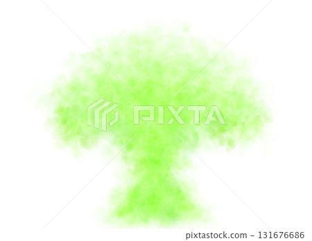Green toxic smoke in mushroom cloud shape on transparent background with dense texture and eerie abstract effect 131676686