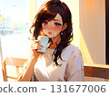Pensive woman and cafe 131677006