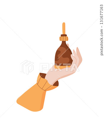 Minimal moisturizing skincare cream pack in hand, flat natural makeup oil bottle, colorful trendy bodycare lotion jar, cartoon eco skin care product tube, vector illustration. Minimal moisturizing skincare cream pack in hand, flat natural makeup oil bottle, colorful trendy bodycare lotion jar, cartoon eco skin care product tube, vector illustration. 131677163