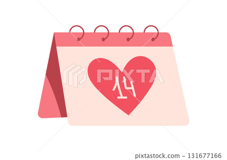 Cute valentine calendar with heart and love message for valentine celebration. Flat design featuring number 14 february, ideal for expressing love and happiness on special occasions. Cute valentine calendar with heart and love message for valentine celebration. Flat design featuring number 14 february, ideal for expressing love and happiness on special occasions. 131677166